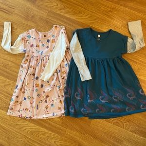 Set of 2 Tea Collection Faux-Layered Sleeve Dresses - Size 6